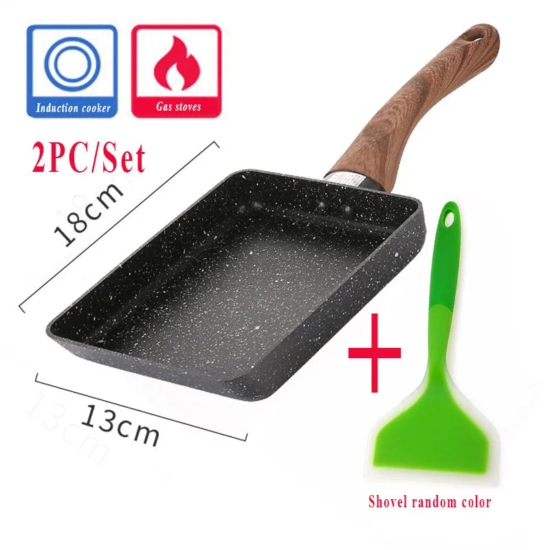 Cravinc 13x18CM Black Non-stick Tamagoyaki Frying Pan for Gas Cooker