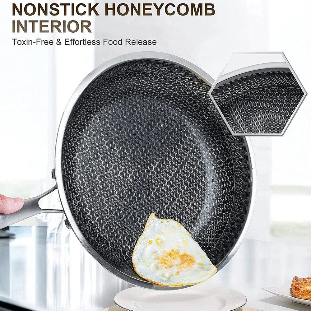 Cravinc 11" Stainless Steel Nonstick Frying Pan with Honeycomb Coating