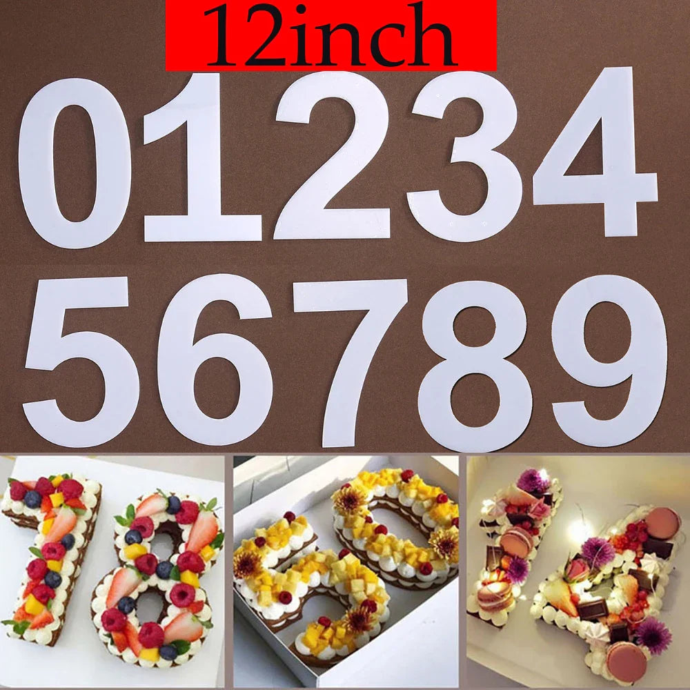 Cravinc 12inch Numbers Cake Mold Set for DIY Birthday Cake Design and Decorating