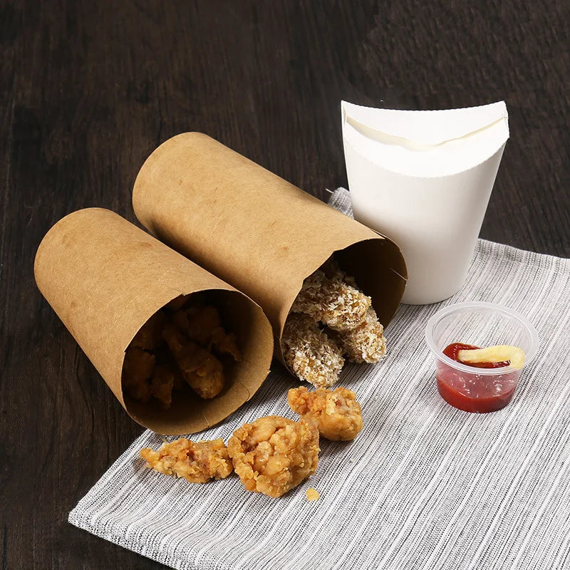 Cravinc 16oz Kraft Paper French Fries Cup, Nugget & Chip Holder