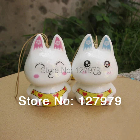 Ceramic Rabbit Windbell Set by Cravinc - Lovely Aeolian Bells for Home Decor