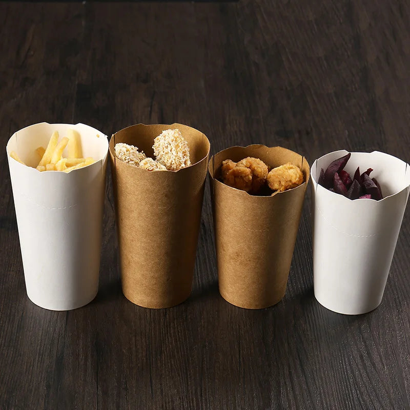 Cravinc 16oz Kraft Paper French Fries Cup, Nugget & Chip Holder