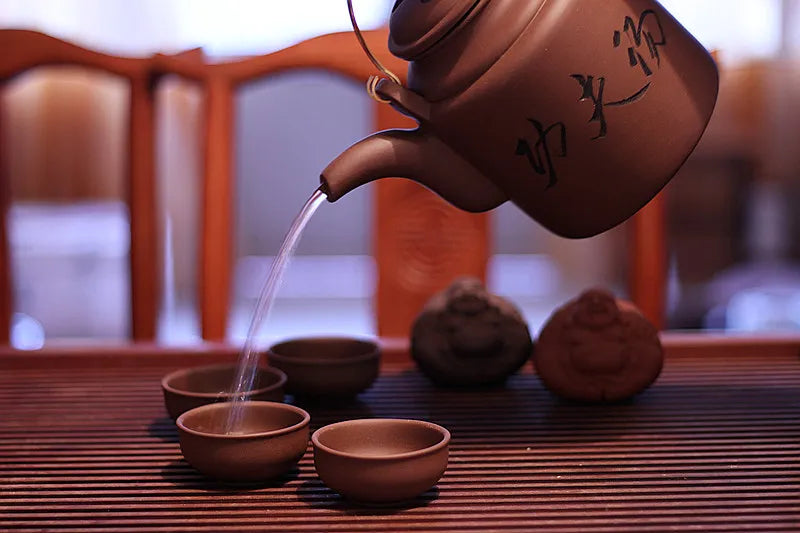 Cravinc 1400ML Yixing Purple Clay Tea Set: Teapot & 4 Cups