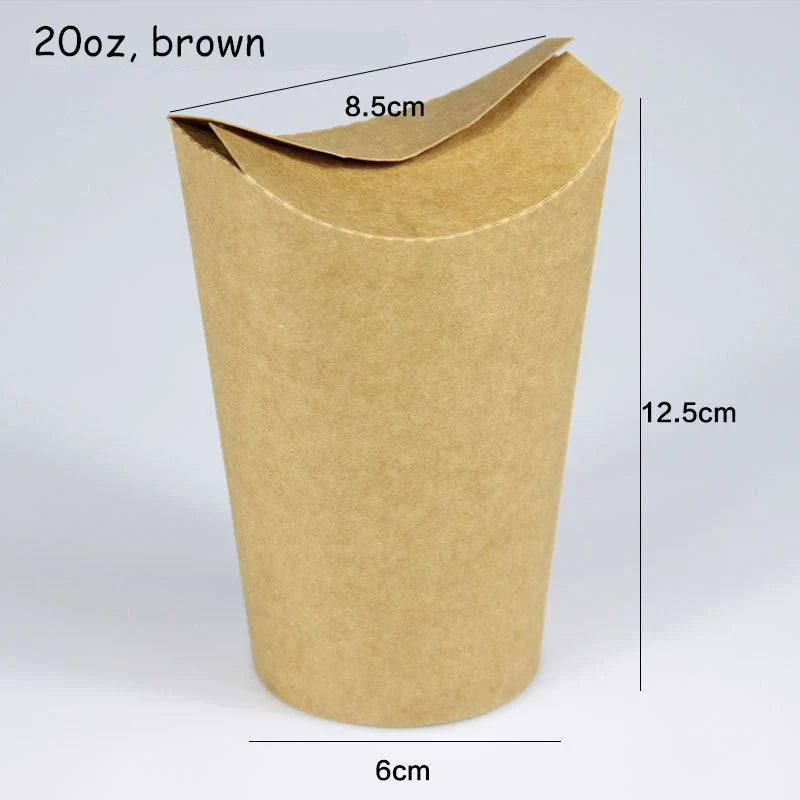 Cravinc 16oz Kraft Paper French Fries Cup, Nugget & Chip Holder