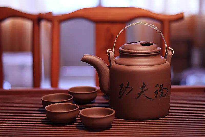 Cravinc 1400ML Yixing Purple Clay Tea Set: Teapot & 4 Cups