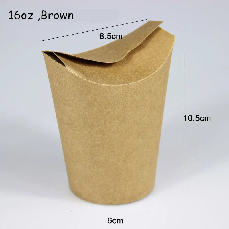 Cravinc 16oz Kraft Paper French Fries Cup, Nugget & Chip Holder