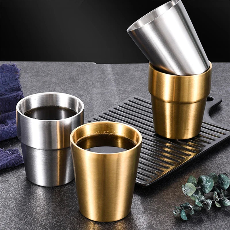 Cravinc 175ml Stainless Steel Double Wall Mugs for Coffee, Beer, and Cold Drinks