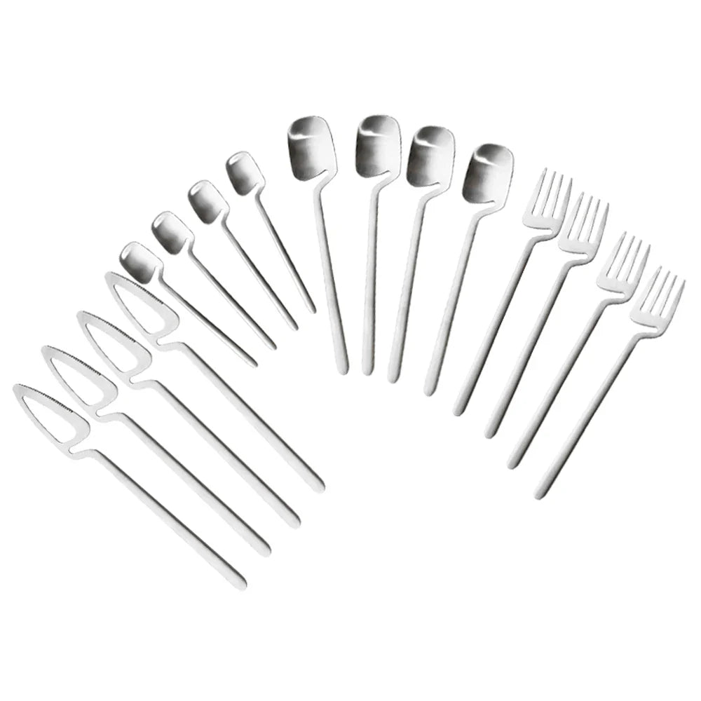 Cravinc 16-Piece Stainless Steel Black Cutlery Set - Sleek Tableware Collection