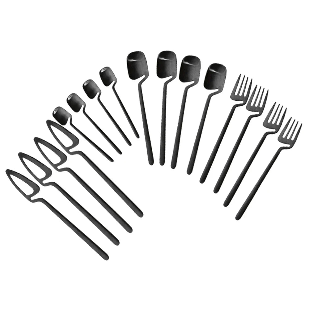 Cravinc 16-Piece Stainless Steel Black Cutlery Set - Sleek Tableware Collection