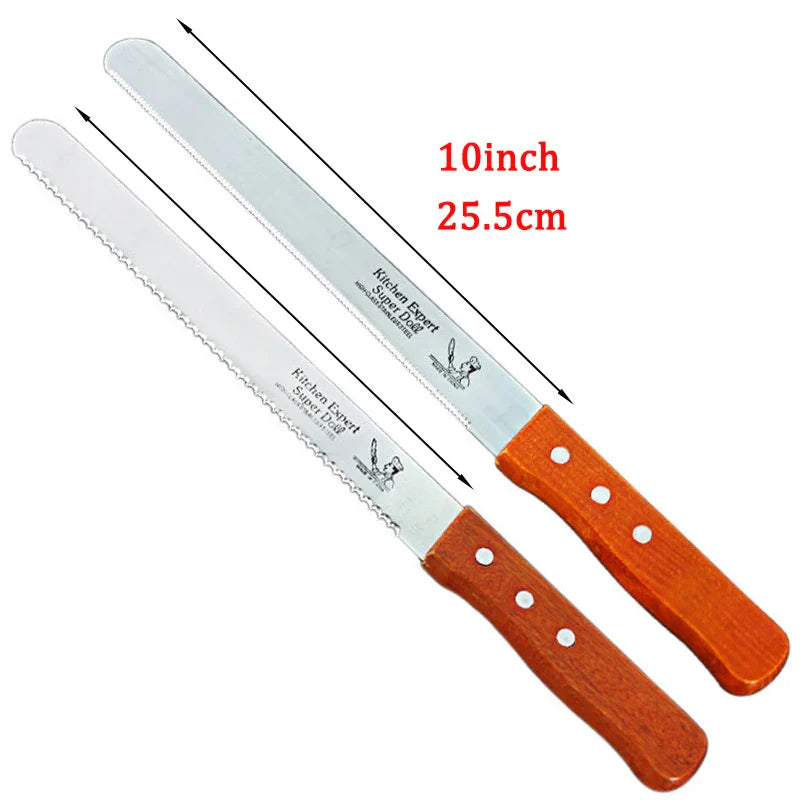 Cravinc 10-Inch Serrated Cake Knife, Bread Knife, and Pastry Cutter for Easy Slicing