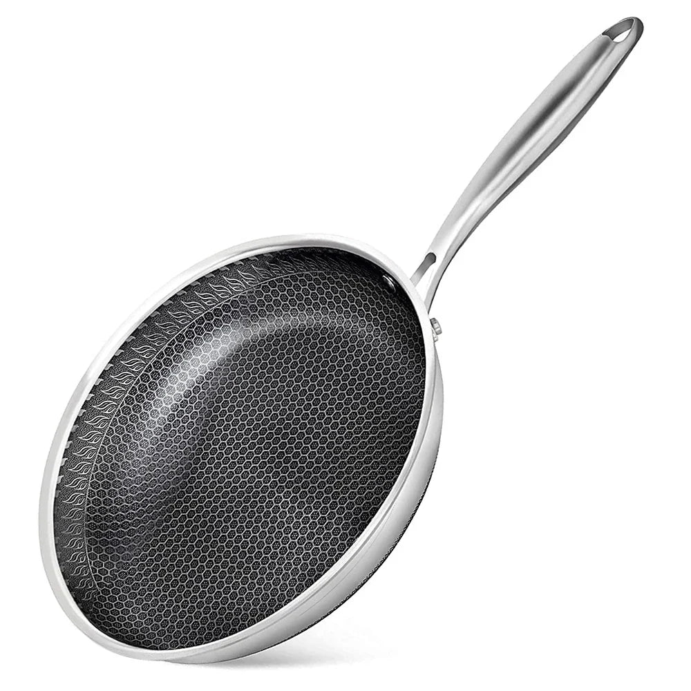 Cravinc 11" Stainless Steel Nonstick Frying Pan with Honeycomb Coating