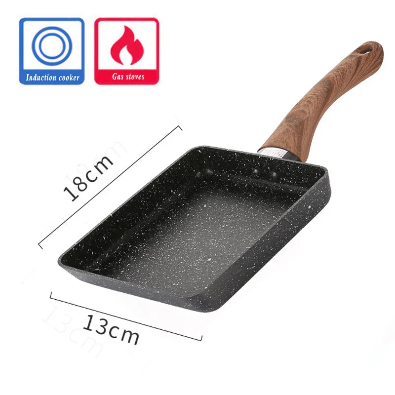 Cravinc 13x18CM Black Non-stick Tamagoyaki Frying Pan for Gas Cooker