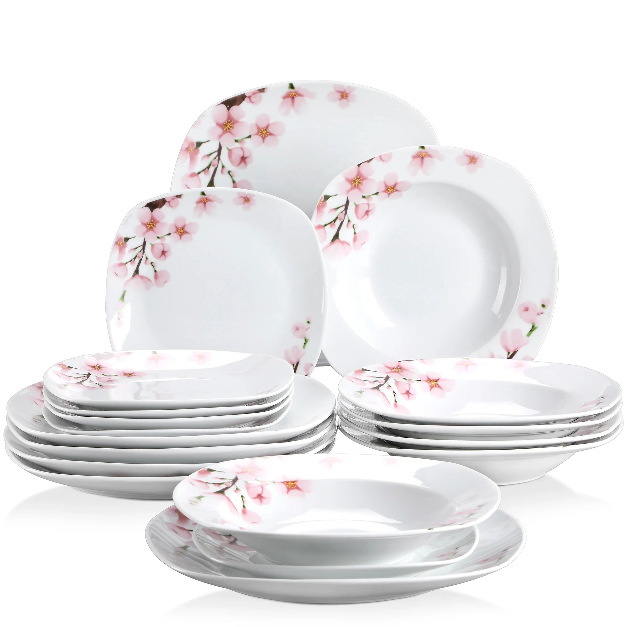 Cravinc 18-Piece Porcelain Ceramic Tableware Set for 6: Dinner, Dessert, Soup Plates