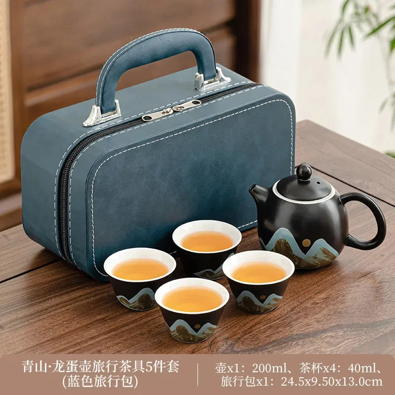 Ceramic Travel Tea Set by Cravinc: Portable Kung Fu Tea Set with Kuaike Cup