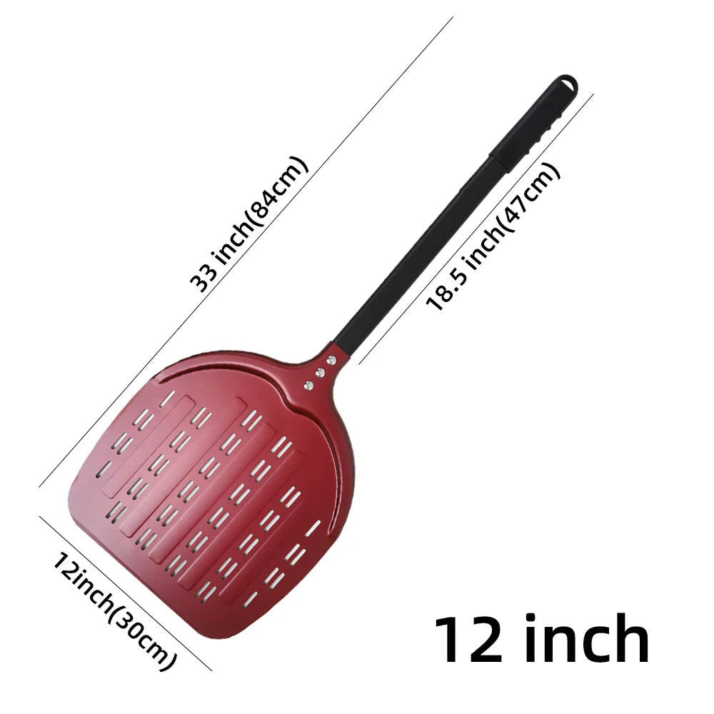 Cravinc 12" Aluminum Pizza Peel Perforated Paddle Nonstick Baking Tool