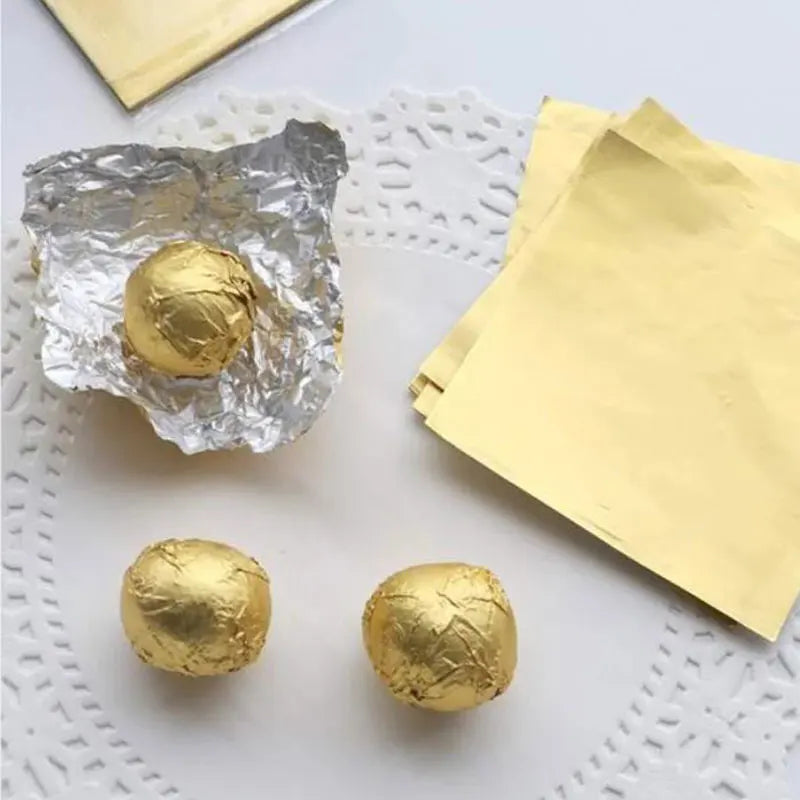 Cravinc 10cm Golden Aluminum Foil Candy Wrappers for DIY Gift Packaging