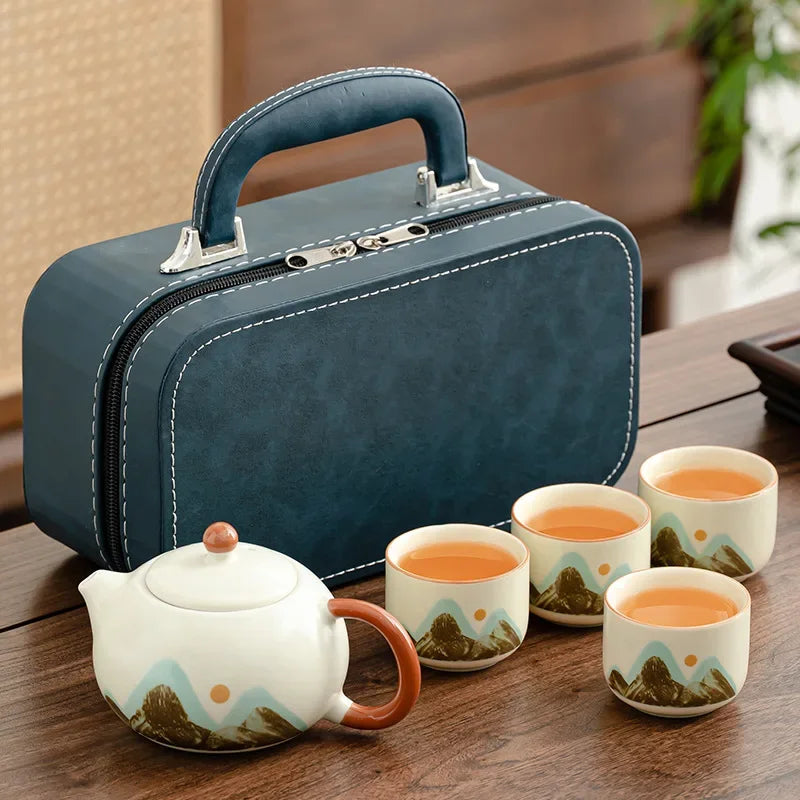 Ceramic Travel Tea Set by Cravinc: Portable Kung Fu Tea Set with Kuaike Cup