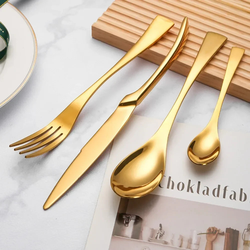 Cravinc 18/10 Stainless Steel Matte Gold Tableware Set - 8Pcs