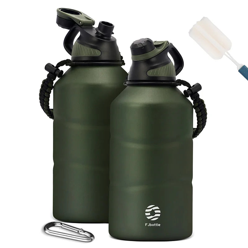 Cravinc 1.9L Stainless Steel Thermal Water Bottle with Rope Gym - Hot & Cold Vacuum Flask