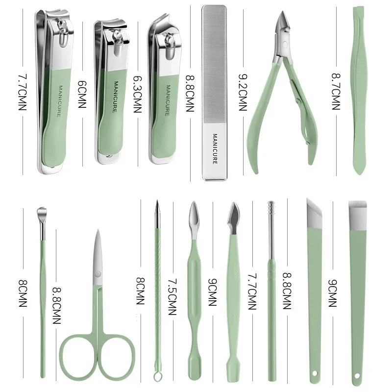 Cravinc 18-Piece Stainless Steel Nail Grooming Set for Manicure and Pedicure