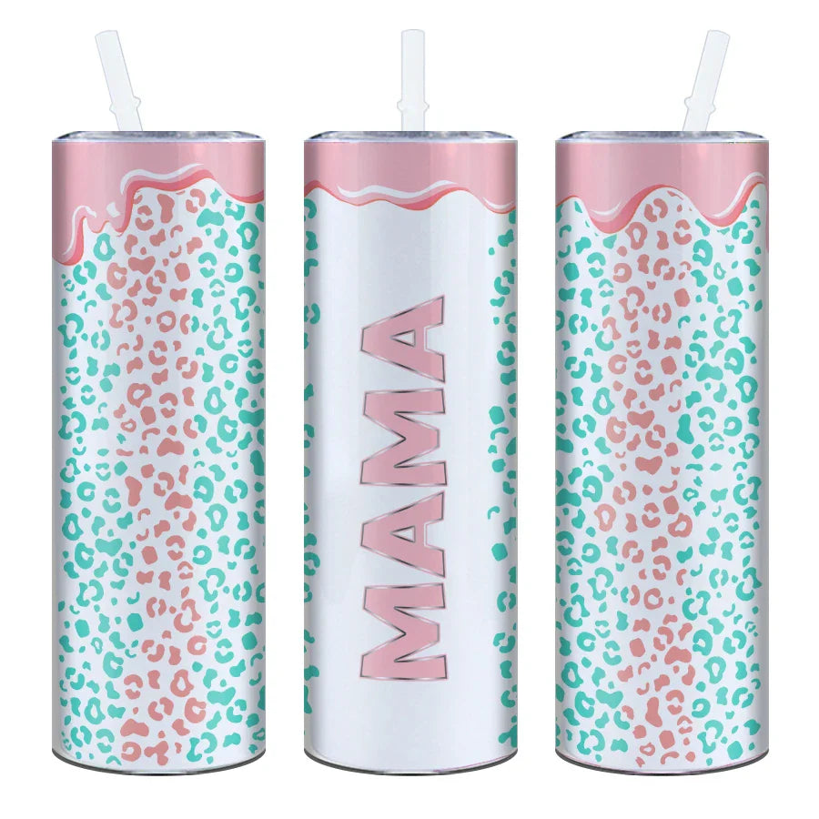 Blue & Pink MAMA Letter Sublimation Tumbler by Cravinc