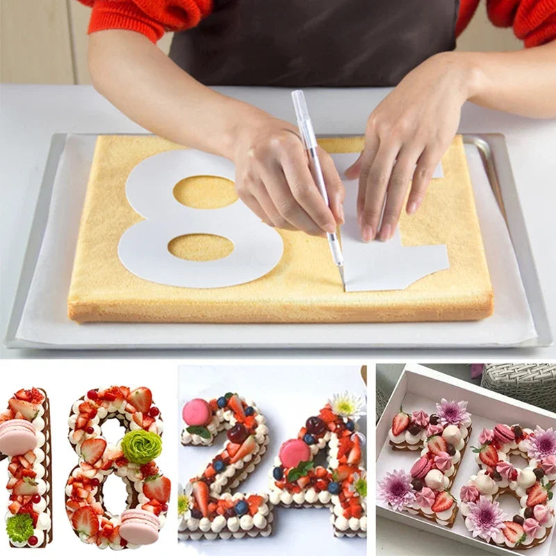 Cravinc 0-8 Numbers Cake Mold Sets for DIY Birthday Cake Design - Bakeware Pastry Tools