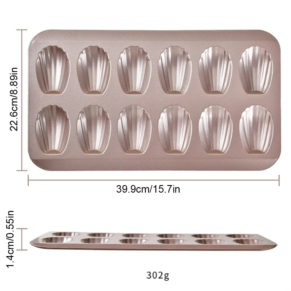 Cravinc 12-Hole Madeleine Tray Nonstick Mini Cake Mold Baking Pan Shell Shaped