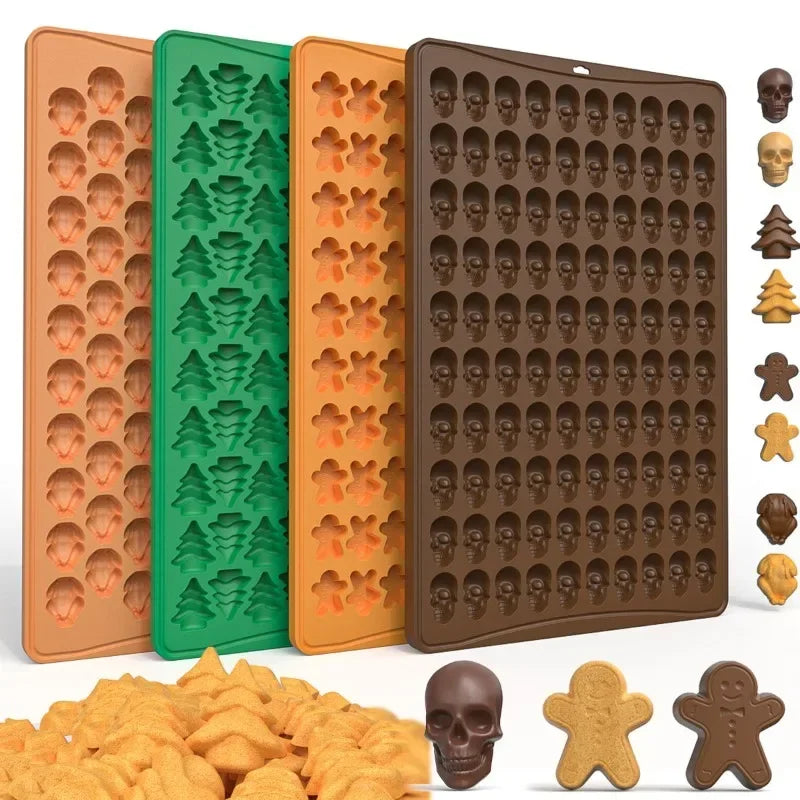 Cravinc 100-Hole Silicone Biscuit Mold for Cute Gingerbread Man Shape