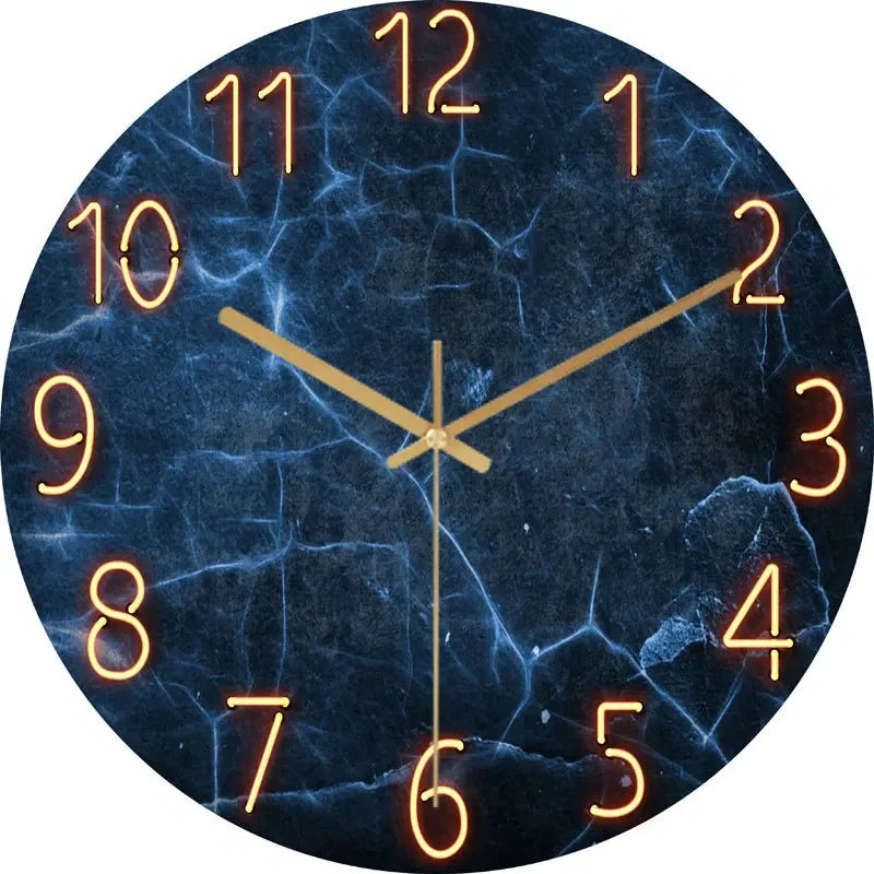 Cravinc 12-inch Geometric Wall Clock in Dark Blue Tempered Glass