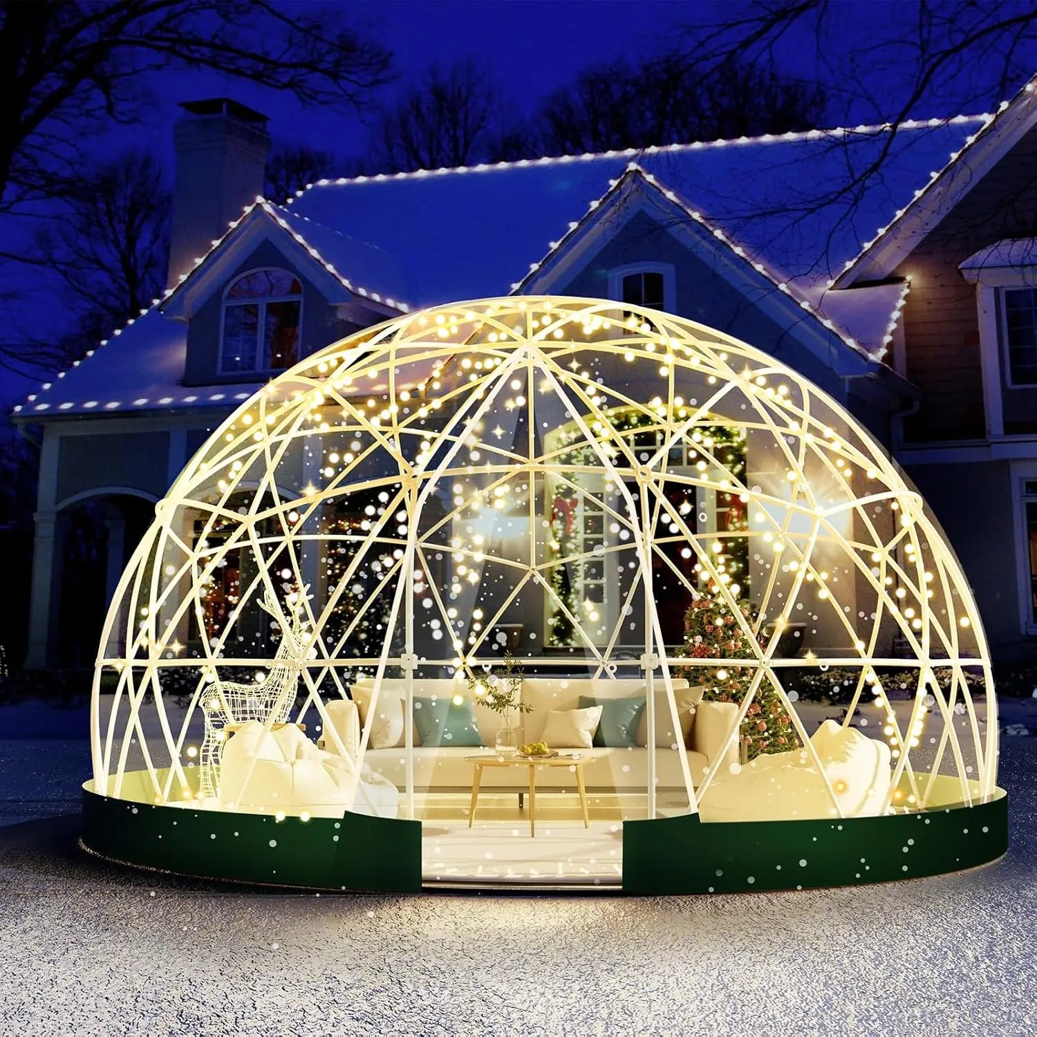 Cravinc 12Ft Garden Dome Greenhouse, Waterproof Bubble Tent House