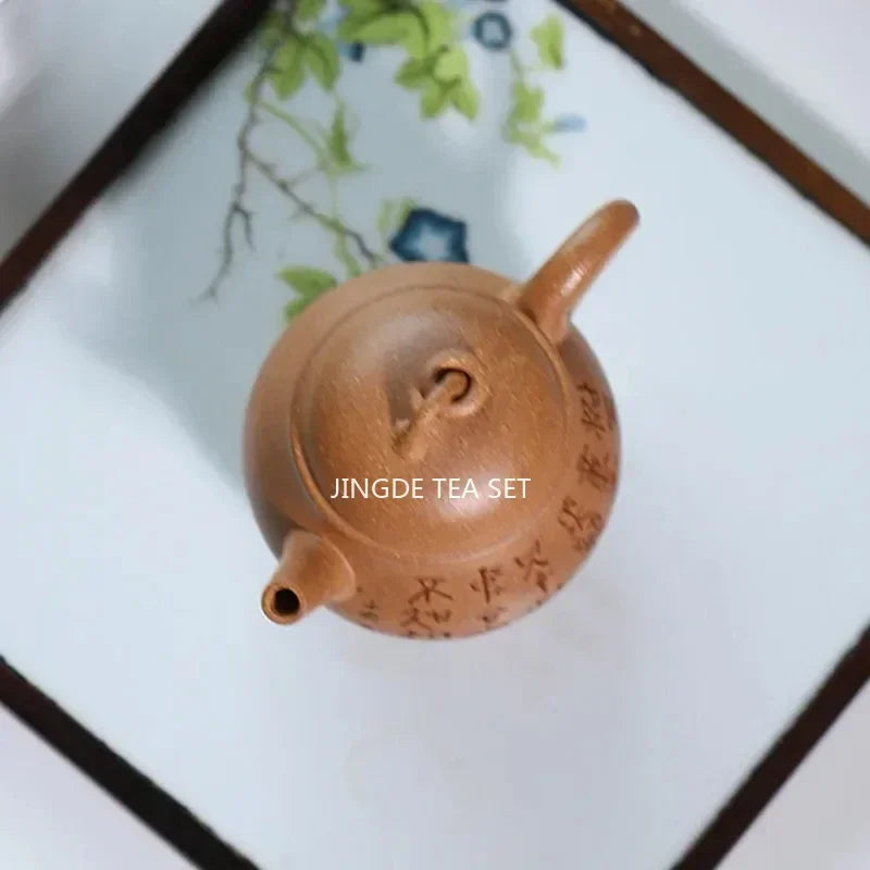 Cravinc 160ml Yixing Purple Clay Teapot, Handmade Three-legged Tripod Tea Pot