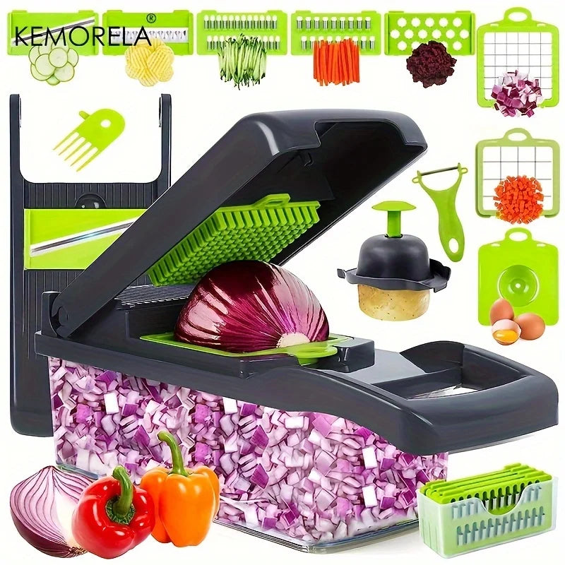 Cravinc 16-in-1 Vegetable Slicer Cutter Shredder with Basket – Multifunctional Kitchen Gadget