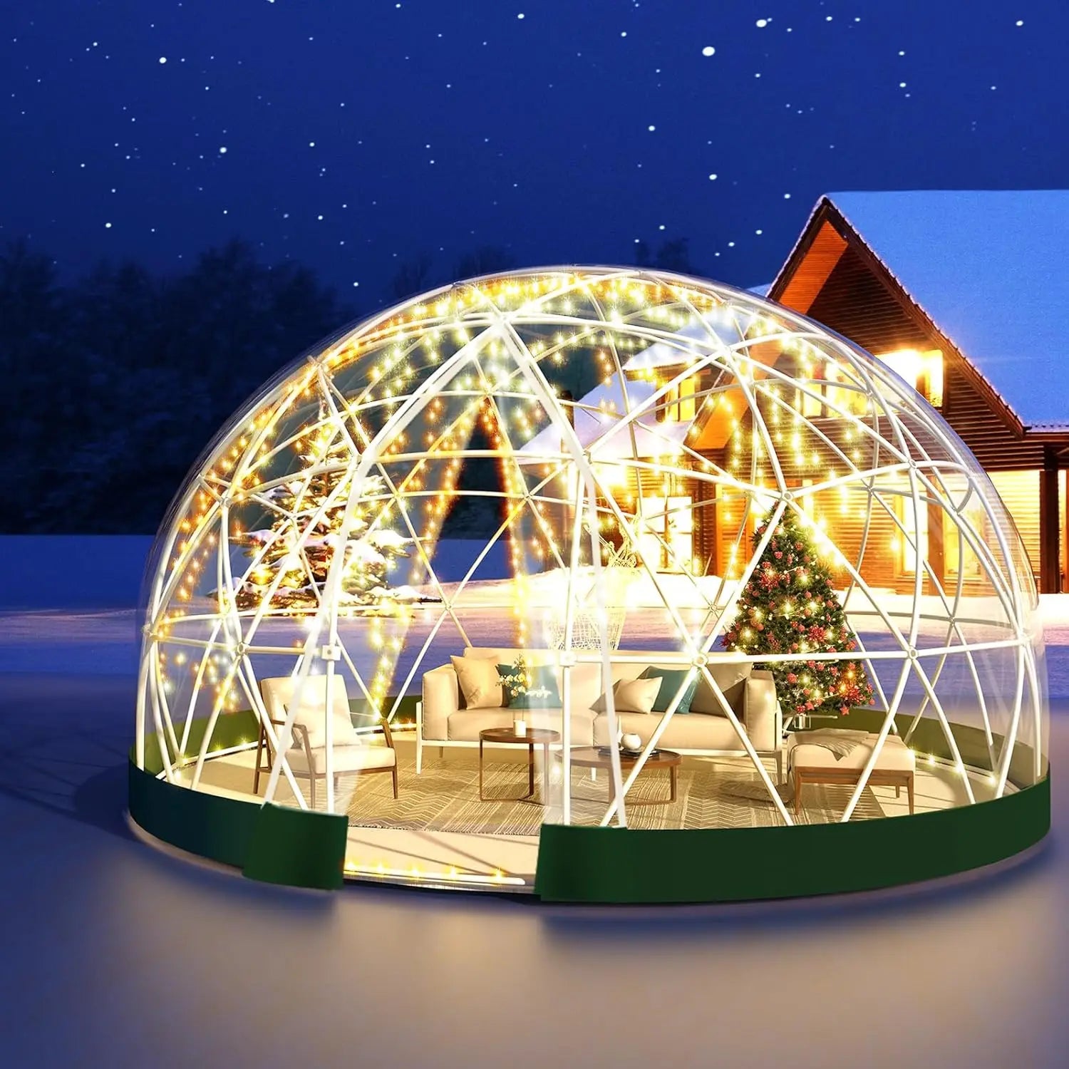 Cravinc 12Ft Garden Dome Greenhouse, Waterproof Bubble Tent House