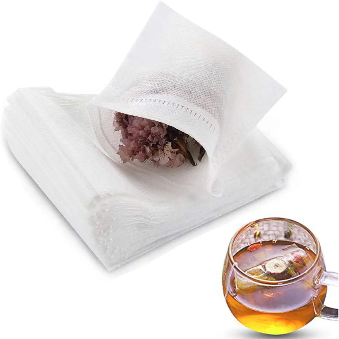 Cravinc 100Pc Tea Bags for Loose Leaf Tea, Drawstring Spice Filters