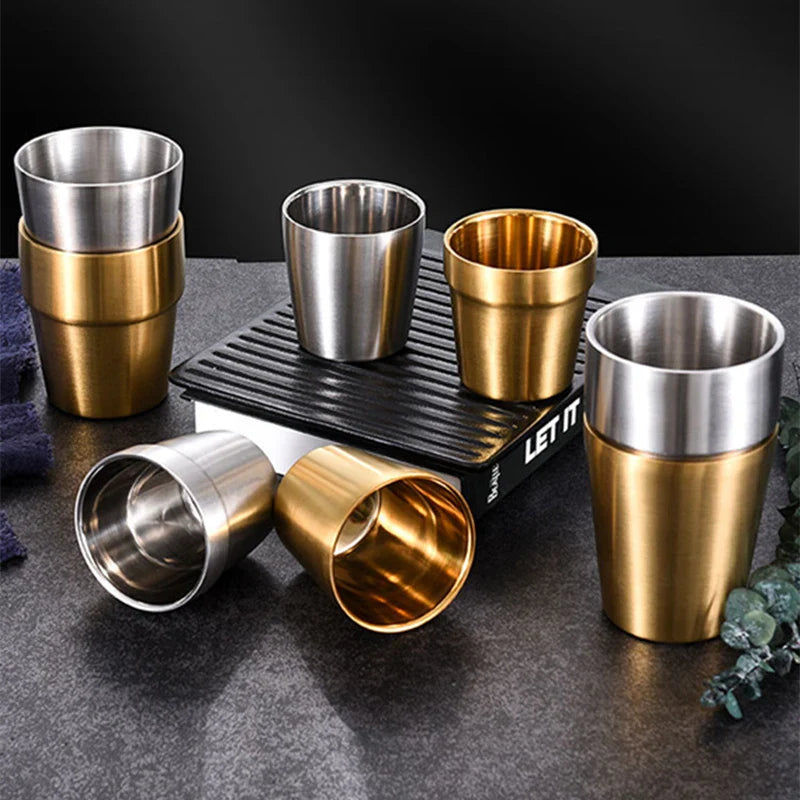 Cravinc 175ml Stainless Steel Double Wall Mugs for Coffee, Beer, and Cold Drinks