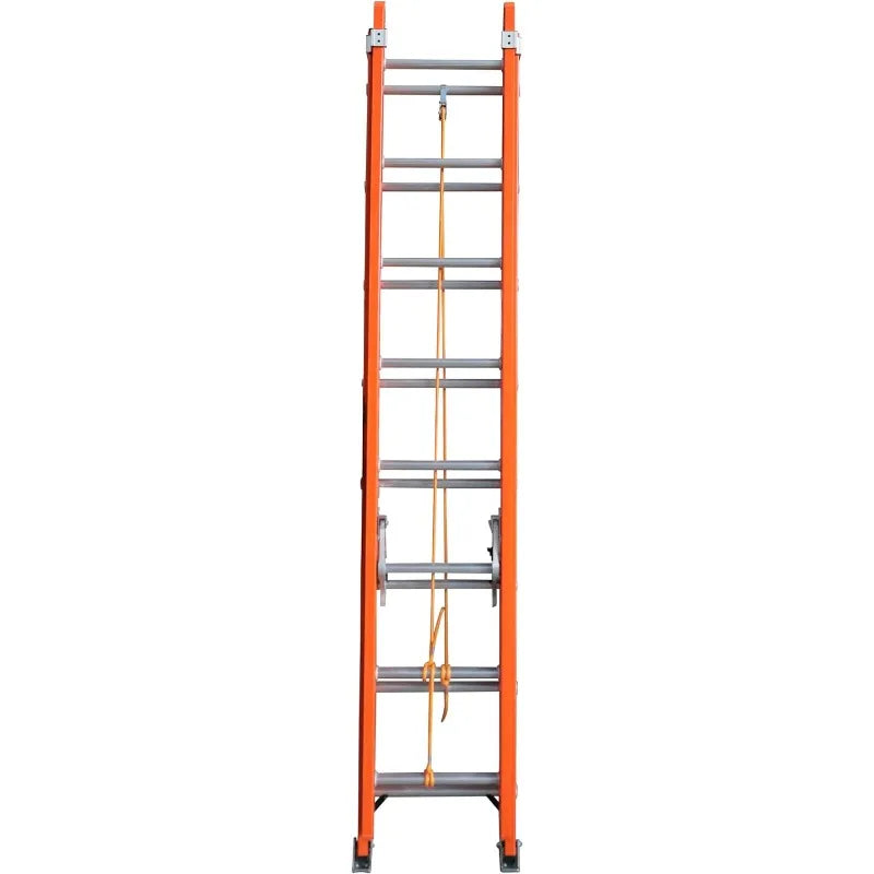 Cravinc 16-Foot Fiberglass Extension Ladder - Orange, Strong Load Capacity