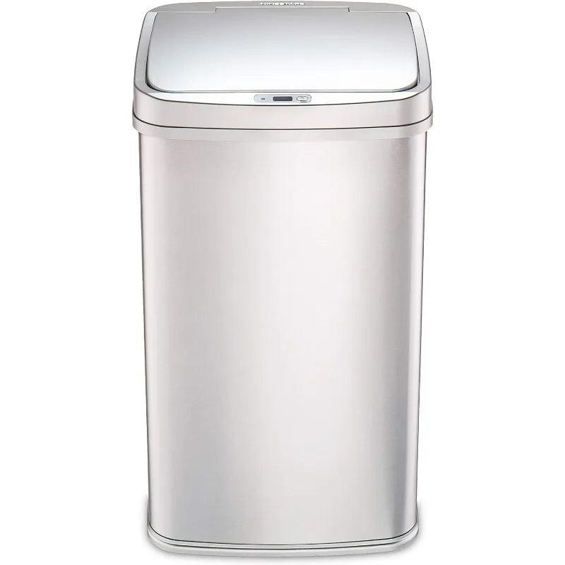 Cravinc 13 Gal Touchless Automatic Motion Sensor Trash Can Silver Trim