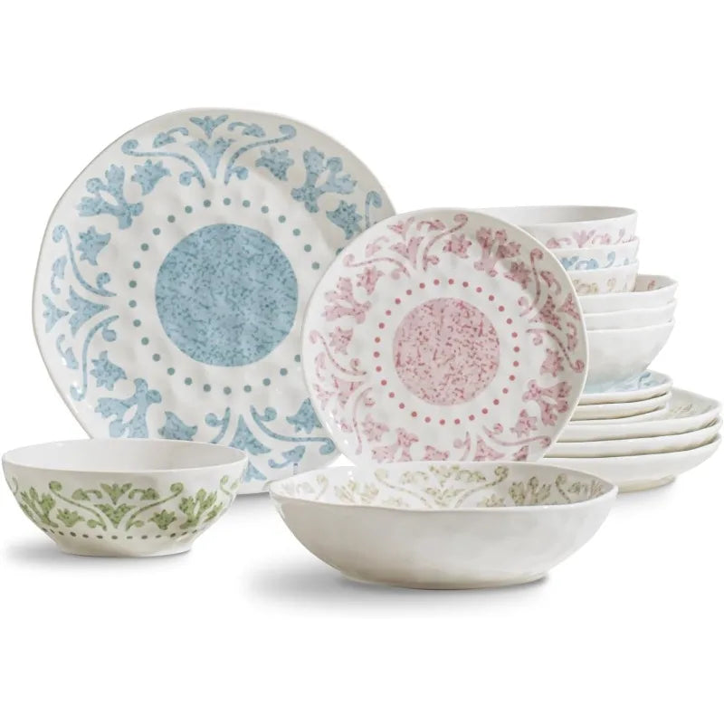 Cravinc 16-Piece Dinnerware Set for 4, High-fired Plates and Bowls for Dessert, Salad, Pasta