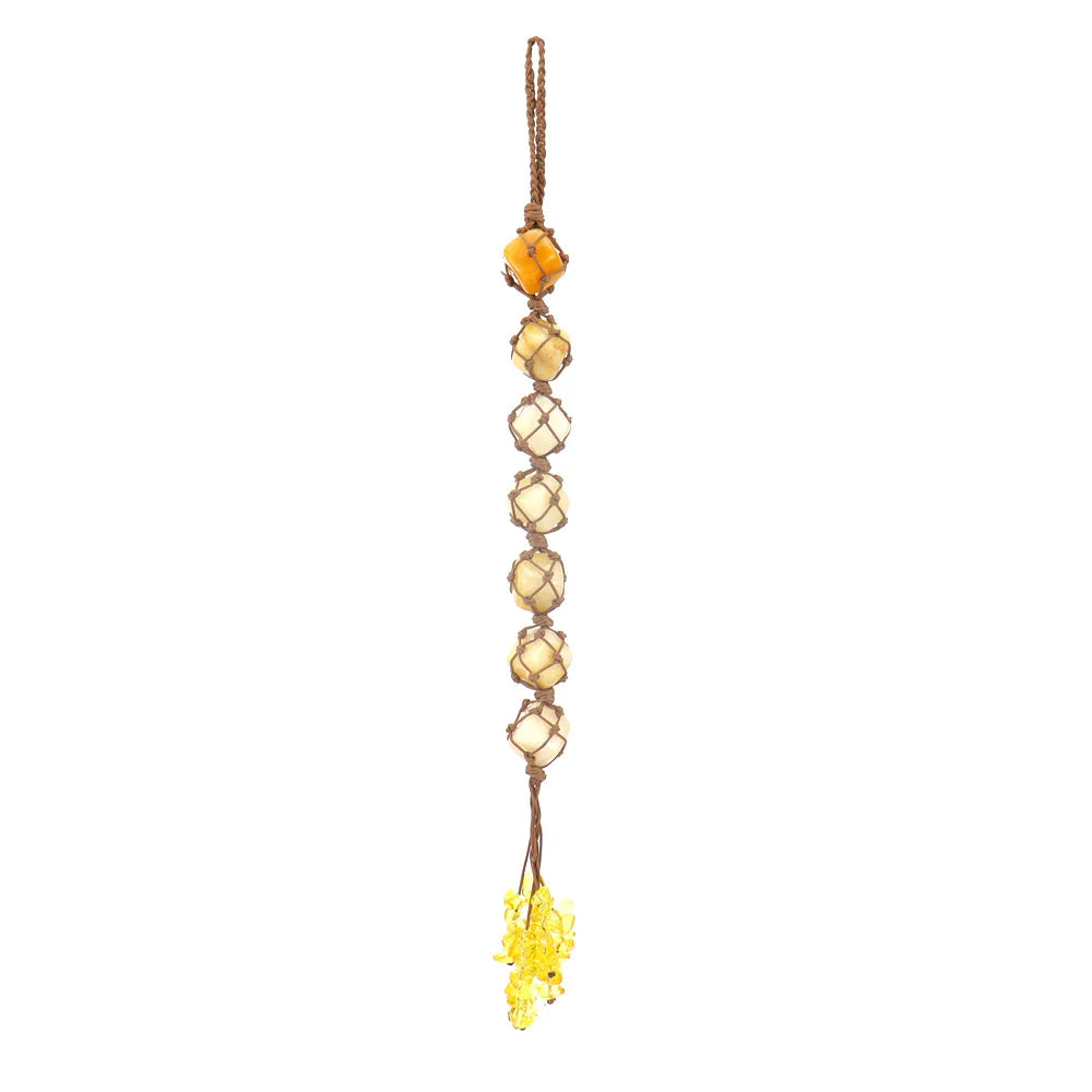 Colorful Crystal Raw Stone Weaving Car Hanging Decoration by Cravinc