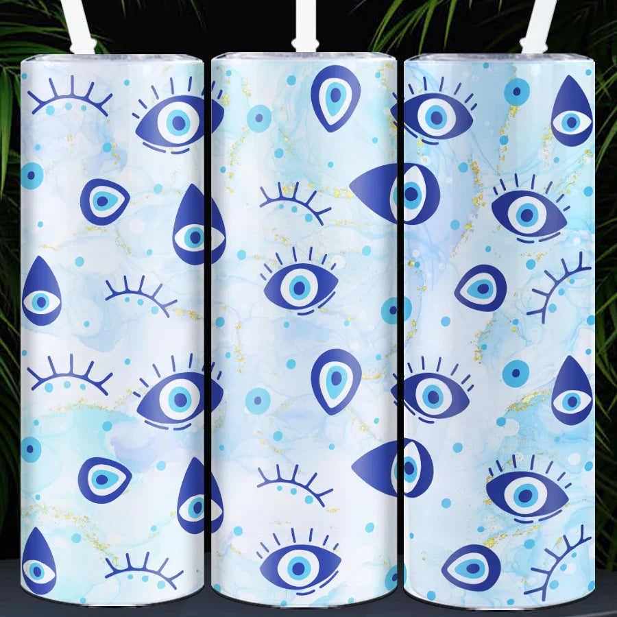 Blue Eye Pattern Stainless Steel Water Bottle by Cravinc