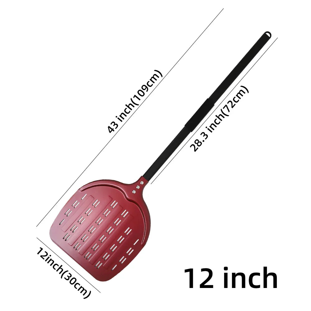 Cravinc 12" Aluminum Pizza Peel Perforated Paddle Nonstick Baking Tool