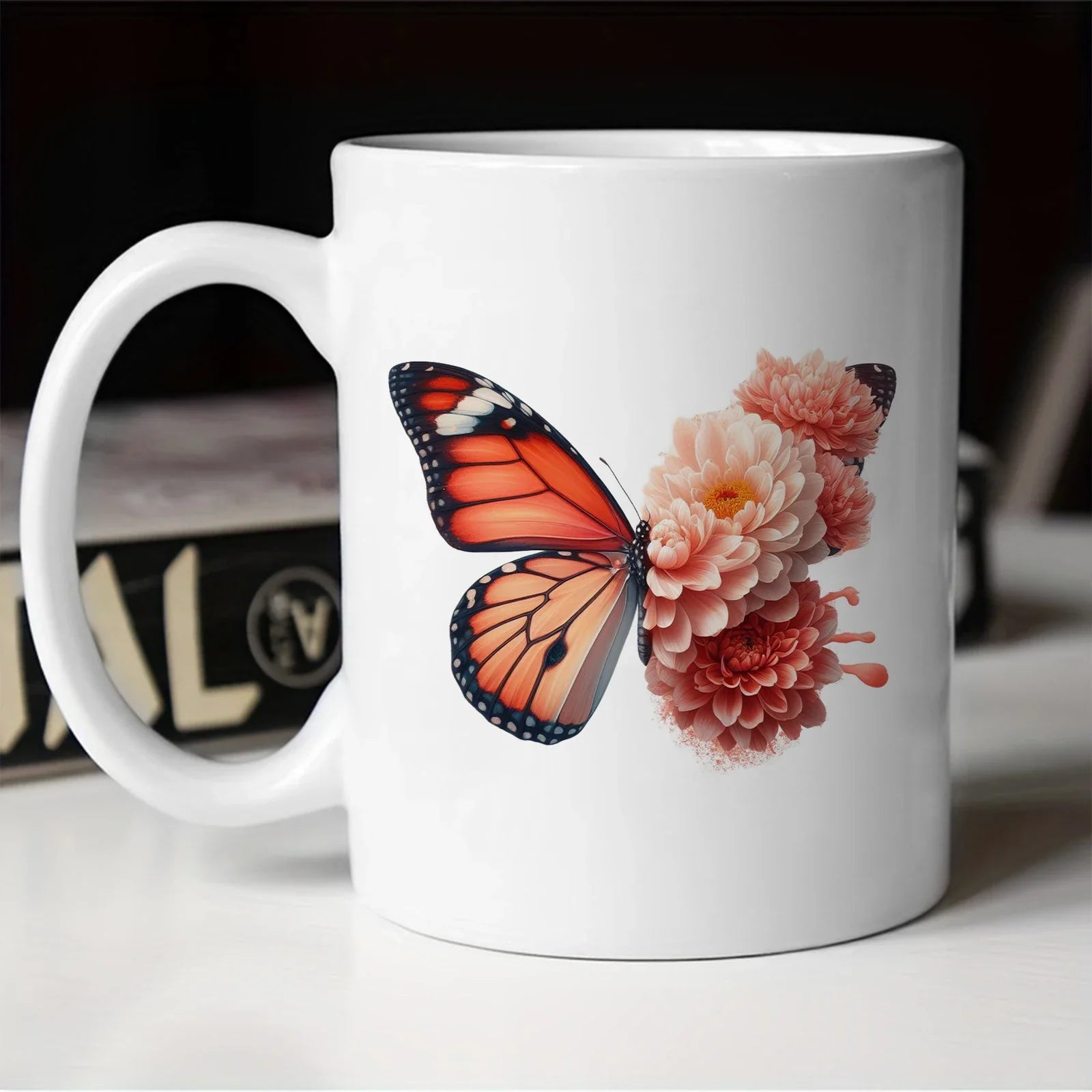 Cravinc 11oz Butterfly Pattern Ceramic Coffee Mug - Colorful Kitchen Drinkware