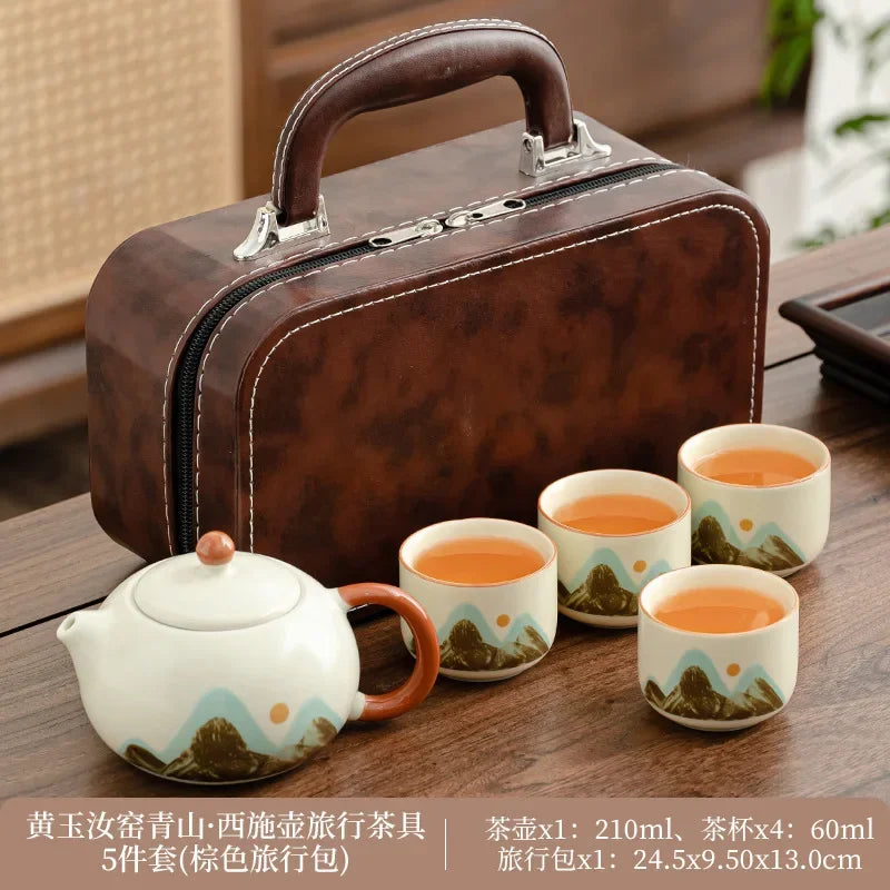 Ceramic Travel Tea Set by Cravinc: Portable Kung Fu Tea Set with Kuaike Cup