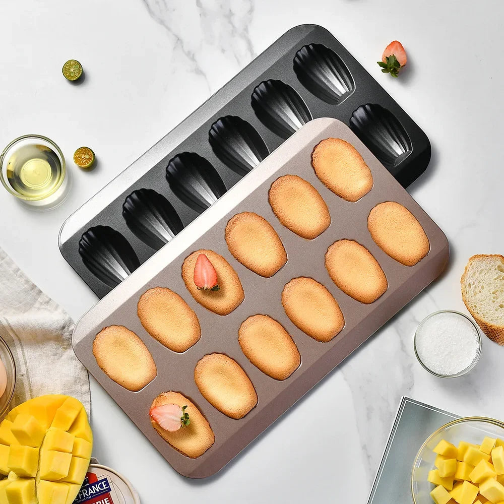 Cravinc 12-Hole Madeleine Tray Nonstick Mini Cake Mold Baking Pan Shell Shaped