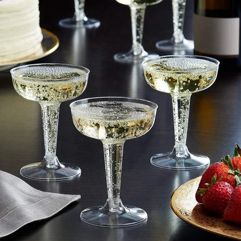 Cravinc 140ml Plastic Champagne Flutes - Set of 25 Clear Disposable Glasses