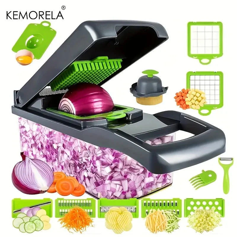 Cravinc 16-in-1 Vegetable Slicer Cutter with Basket - Food Grade Multifunctional Kitchen Tool