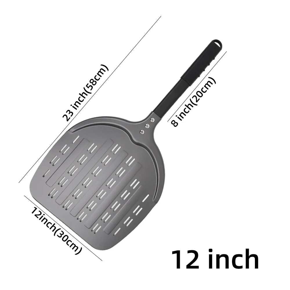 Cravinc 12" Aluminum Pizza Peel Perforated Paddle Nonstick Baking Tool