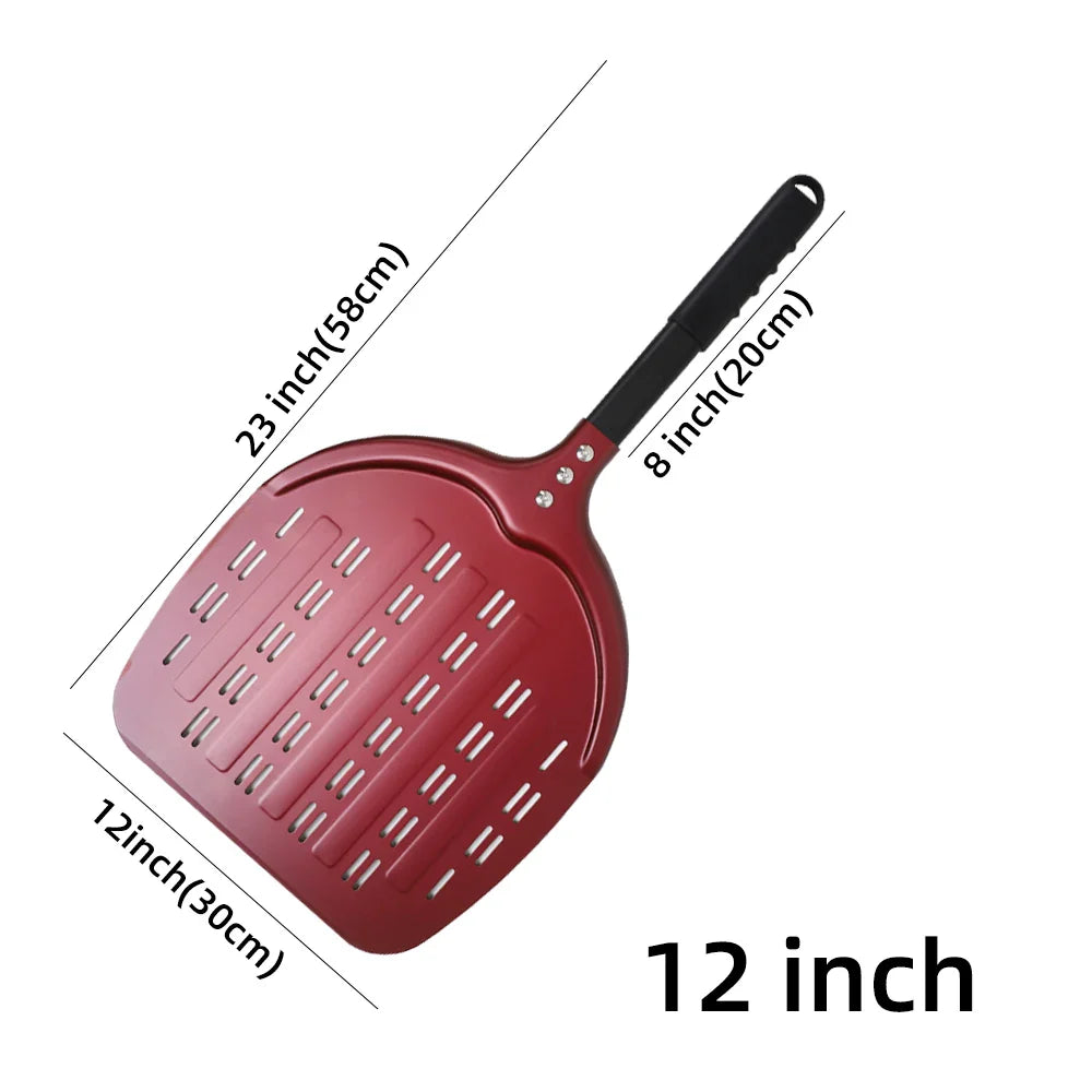 Cravinc 12" Aluminum Pizza Peel Perforated Paddle Nonstick Baking Tool