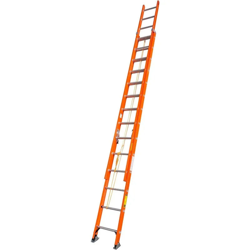 Cravinc 16-Foot Fiberglass Extension Ladder - Orange, Strong Load Capacity