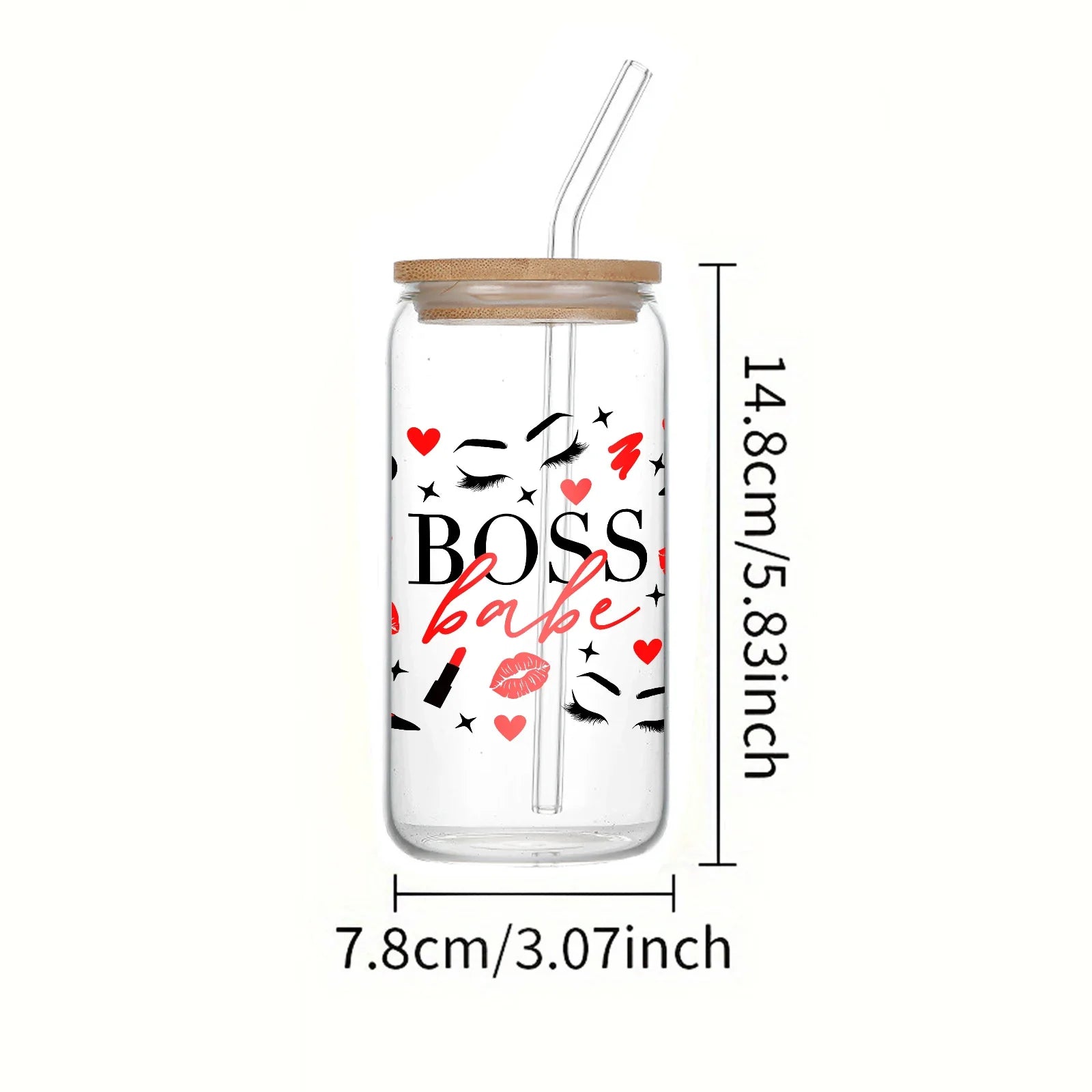 Cravinc 16oz Sublimation Glass Can with Bamboo Lid & Straw Drinkware